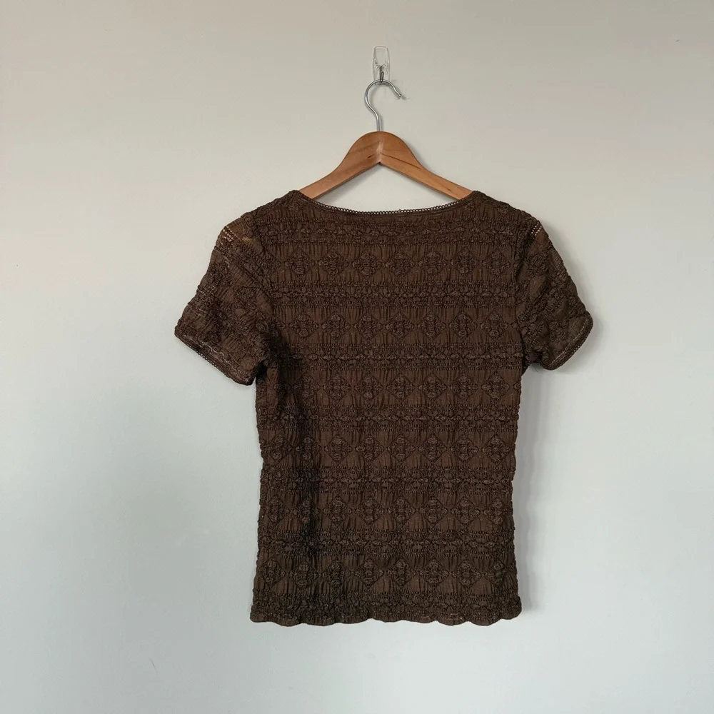 Vintage Brown Textured Blouse - Picture 9 of 12